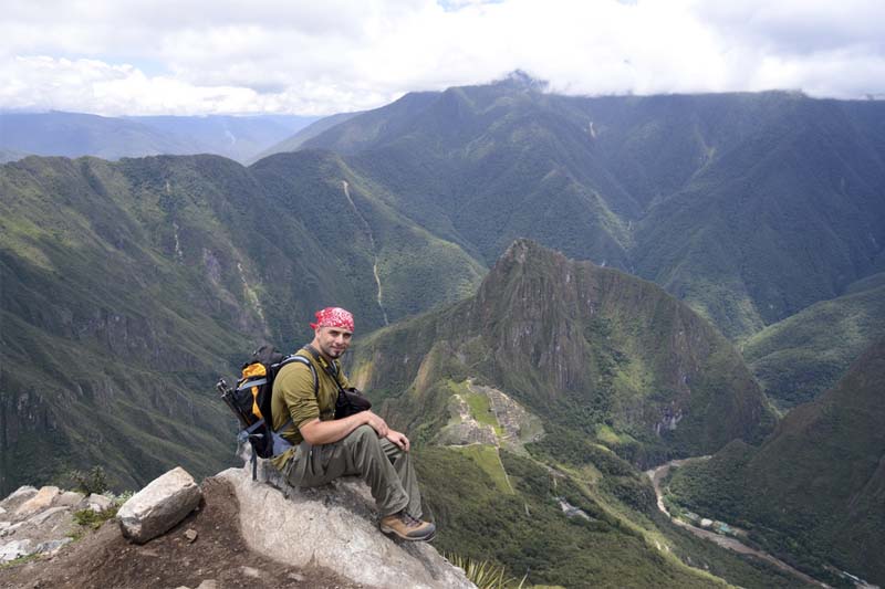 Spectacular view of the Inca city from Machu Picchu mountain