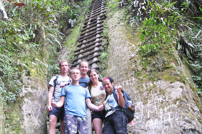 Climbing to the Putucusi Mountain Tourists ready to make the climb to Putucusi Mountain