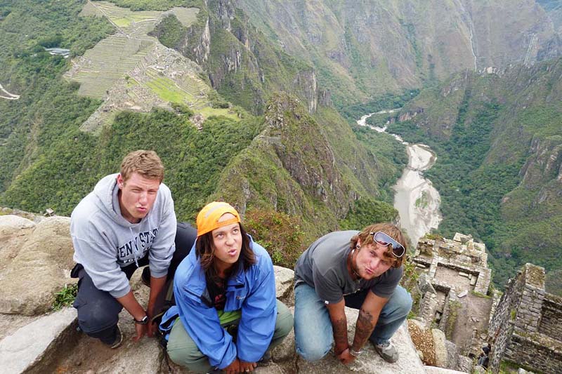 Top of the mountain huayna Picchu Tourists at the top of the mountain Huayna Picchu