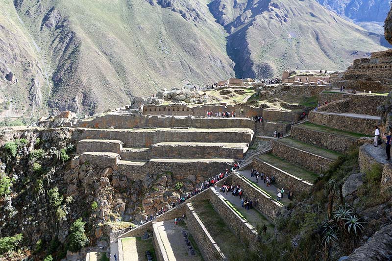 Climb to Ollantaytambo Archaeological complex of Ollantaytambo