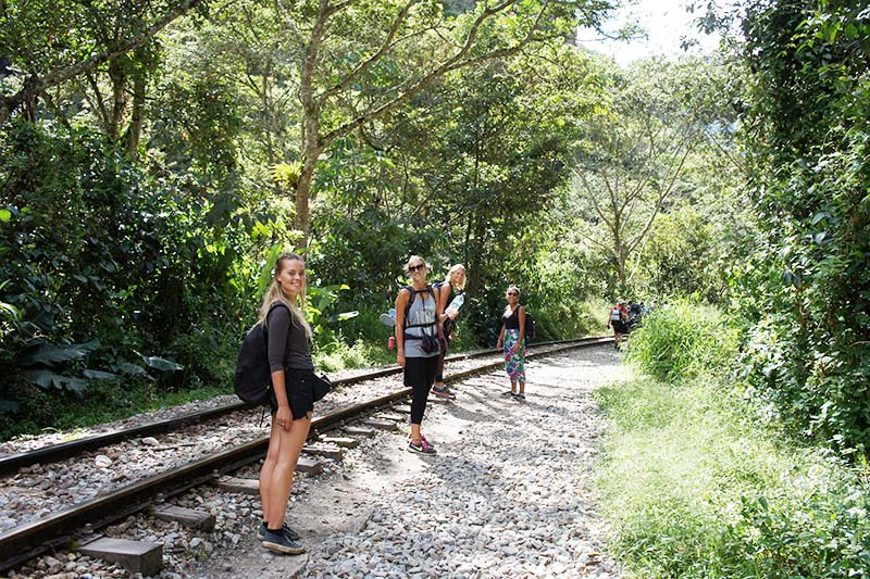 The Route from Santa Teresa to Machu Picchu Tourists following the route from Santa Teresa to Machu Picchu