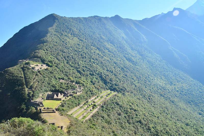 View of the central plaza of the Inca city of Choquequirao