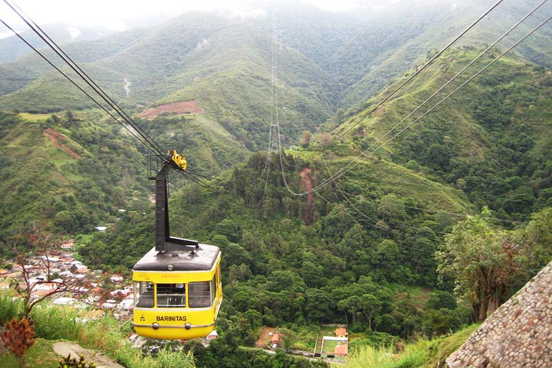Cable car operating in a landscape similar to where Machu Picchu is located