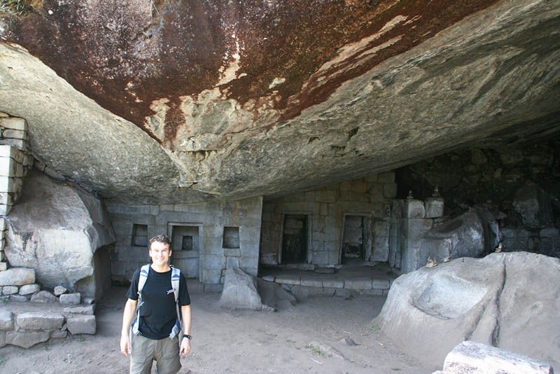 Visitor inside the temple of the moon