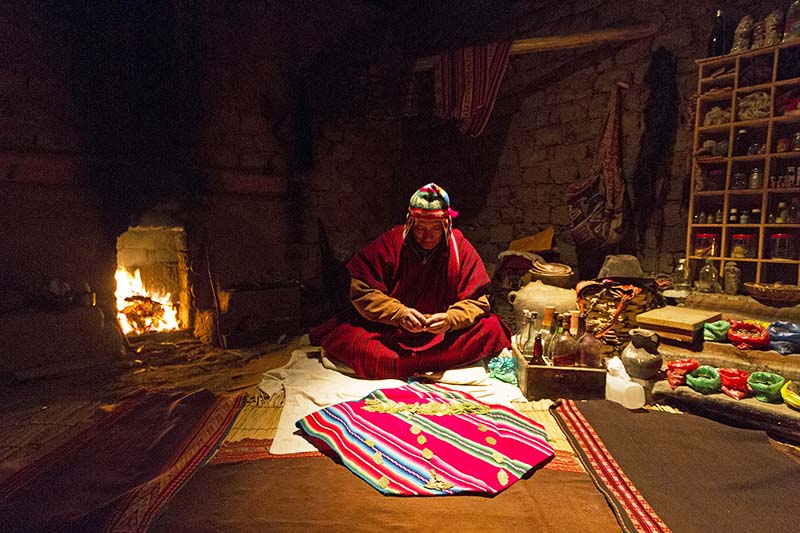 Ritual of Ayahuasca Shaman in full session of the Ayahuasca ritual