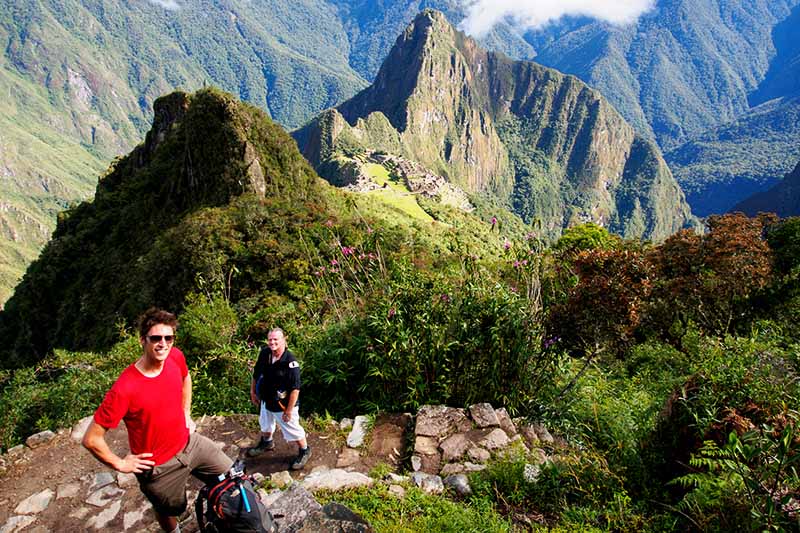 Machu Picchu Mountain Tourist making the journey to the top of Machu Picchu mountain