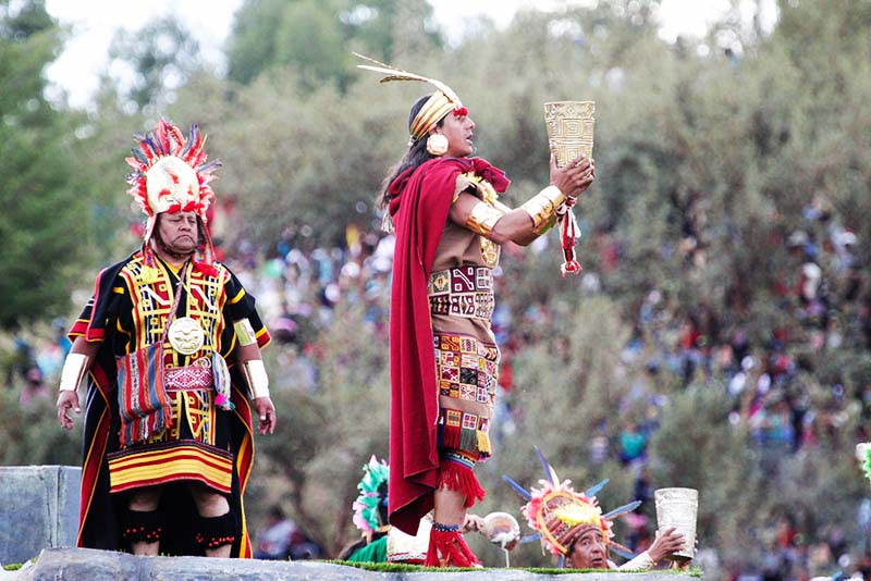 Inti Raymi party The Inca celebrating the Inti Raymi party in Cusco