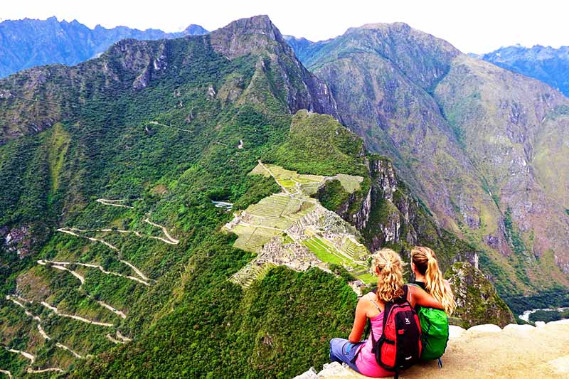 Friends enjoying the amazing views from Huayna Picchu