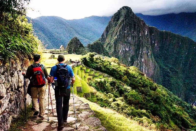 View of the Huayna Picchu mountain after hiking the Inca Trail