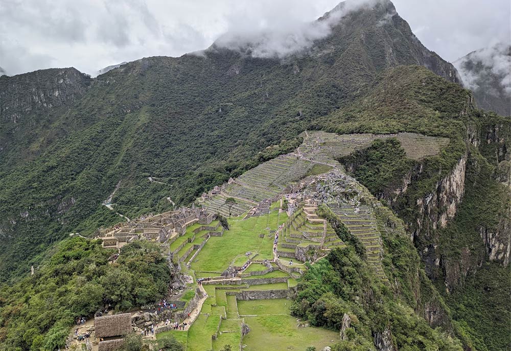 View of Machu Picchu from Huchuy Picchu mountain