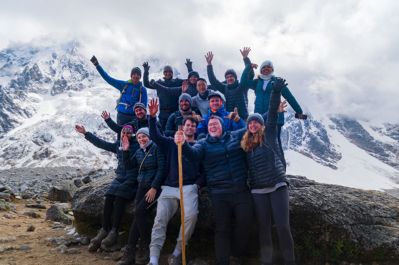Students on the Salkantay Trek to Machu Picchu