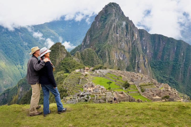 Observing the impressive ruins of Machu Picchu