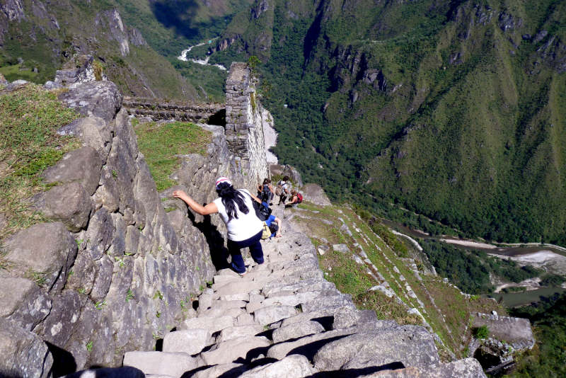 Visitors descending the stairway of death