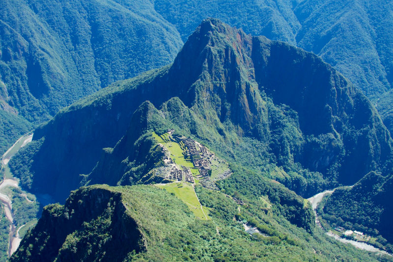 View of the Inca citadel of Machu Picchu