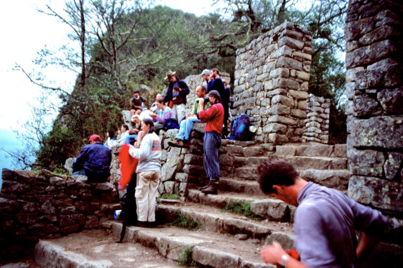 Tourists at Intipunku waiting for the sunrise