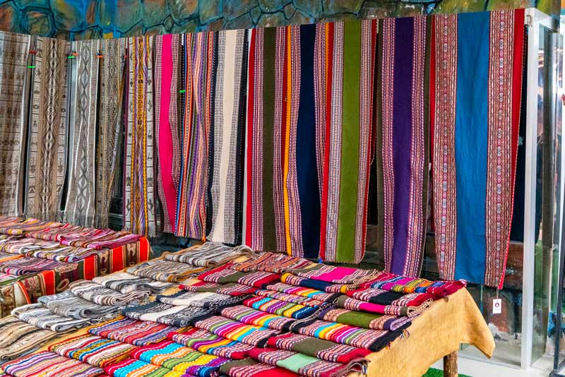 Textile products with Inca geometric designs
