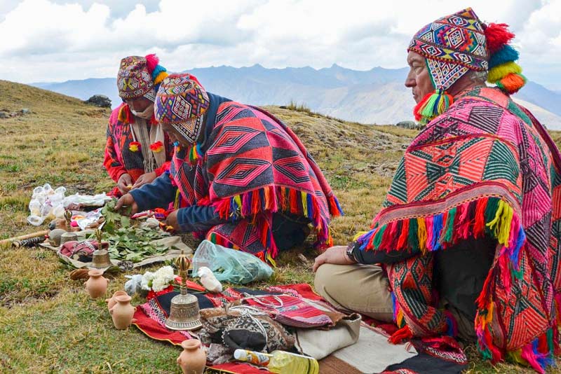 Local people preparing offerings to make payment to the Earth